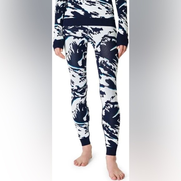 NWT Sweaty Betty Women’s Peaks Ski Base Layer Seamless Leggings Jacquard Blue XS - Picture 4 of 15